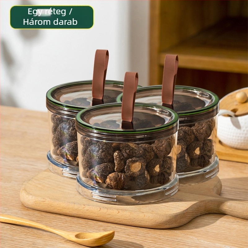 Élelmiszer-biztonságos műanyag fűszertároló doboz, nyolcszögletű, tömítő fedéllel, egymásra rakható