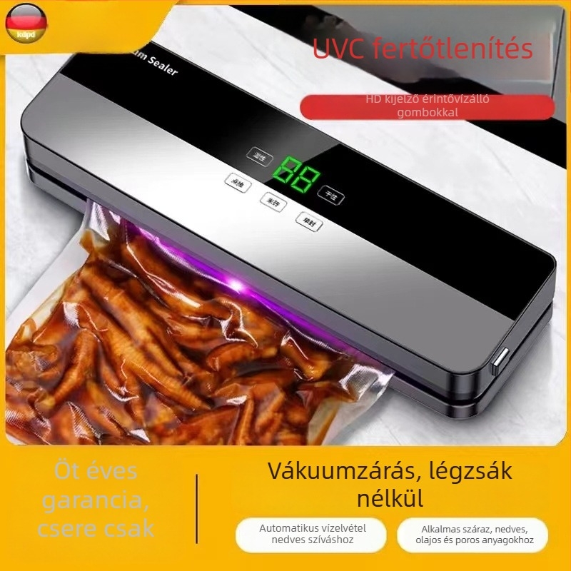 Élelmiszer-vákumzáró készülék – automata, kettős használat száraz/nedves, Modell 08, kompakt csomagoló készülék