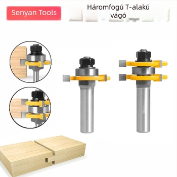 T alakú mortise marófa fa, MDF és laminált lemezekhez, kerek markolattal