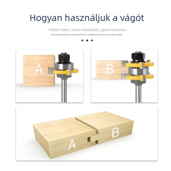 T alakú mortise marófa fa, MDF és laminált lemezekhez, kerek markolattal