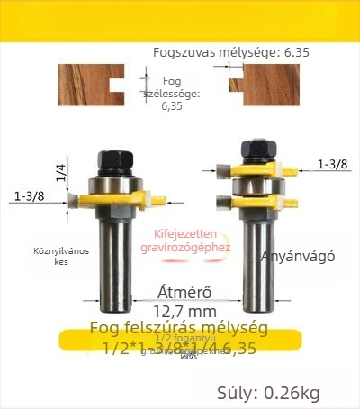 T alakú mortise marófa fa, MDF és laminált lemezekhez, kerek markolattal
