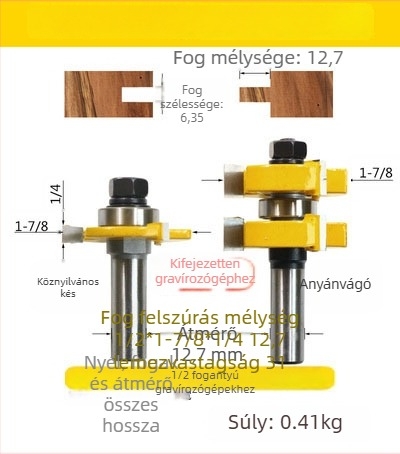 T alakú mortise marófa fa, MDF és laminált lemezekhez, kerek markolattal