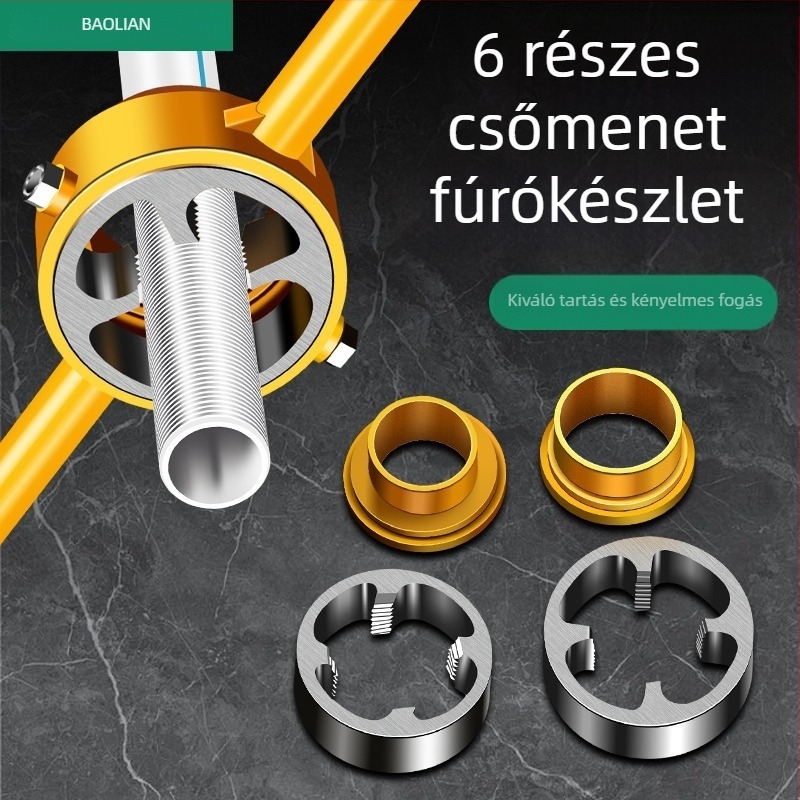 Hat darabos készlet PPR vízvezeték csövekhez: menetkivágó eszköz és hüvely