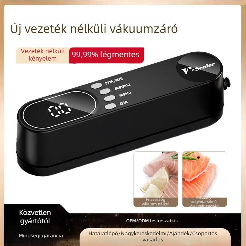Új mini vezeték nélküli vákuumzáró készülék háztartási használatra, újratölthető záró készülék élelmiszer-táskákhoz, konyhai csomagolás a frissesség megőrzésére