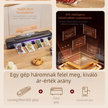 Háztartási vákuumzáró gép LCD kijelzővel, ABS ház, 120W, 220V, kapacitás <500 ml