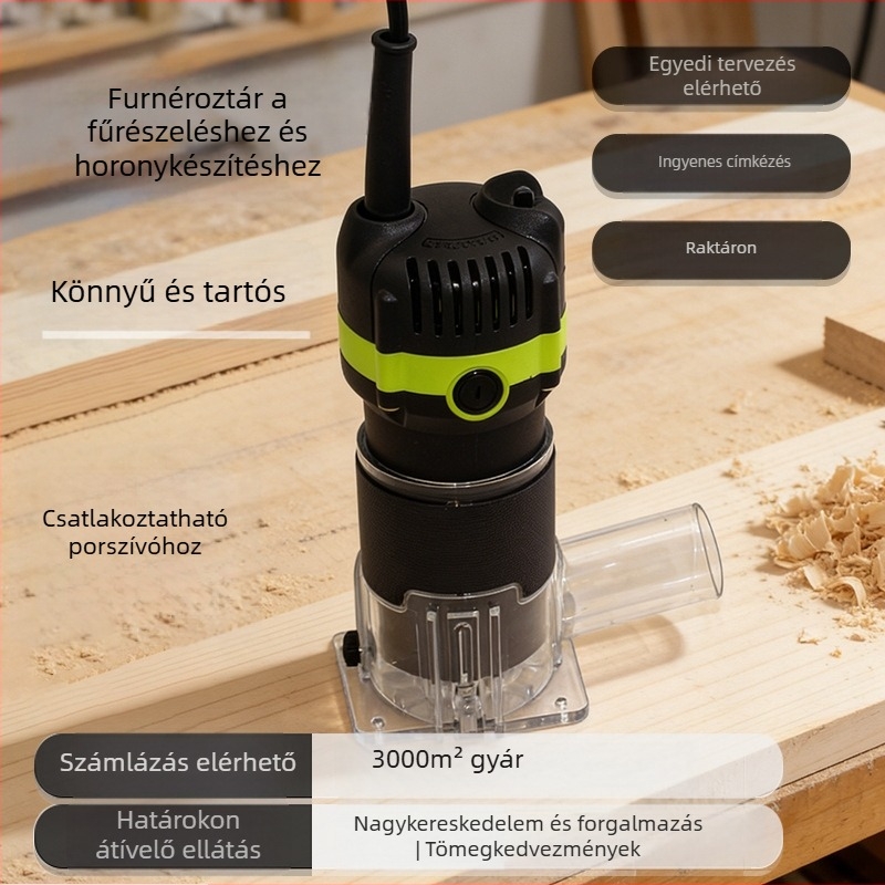 Sanjiang elektromos famegmunkáló készülék hornyoláshoz és él megmunkálásához – él- és horonyfaragás, 220V, egyfázisú, erős porgyűjtő rendszer