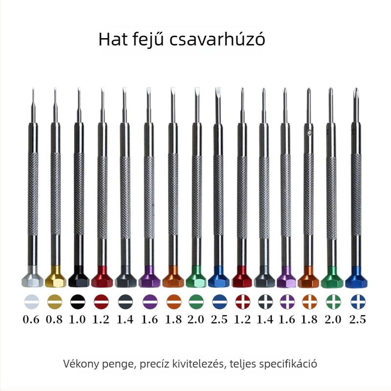 Qiantian órajavító csavarhúzó készlet, hatszögfejű, nem mágneses, nem szigetelt, Cr_V krom-vanádium acél, 0.012 kg, alkalmas órákhoz