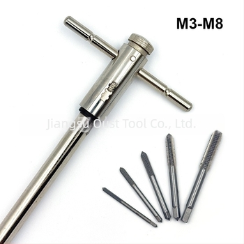 Oster Adjustable Ratchet Hand Tap Wrench, M3-M8 / M5-M12, Extended, Forward and Reverse Threading