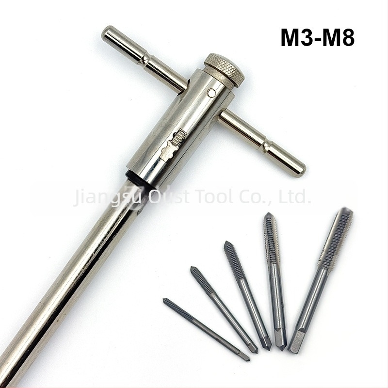 Oster Adjustable Ratchet Hand Tap Wrench, M3-M8 / M5-M12, Extended, Forward and Reverse Threading