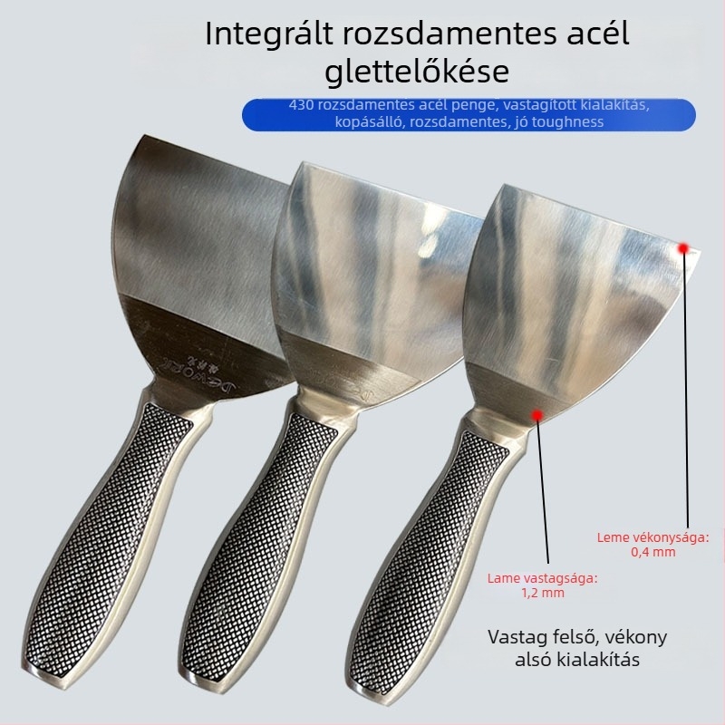 Defik integrált rozsdamentes glettelő kés, Dragon Scale dizájn, sík pengés, falak festékének letisztítására