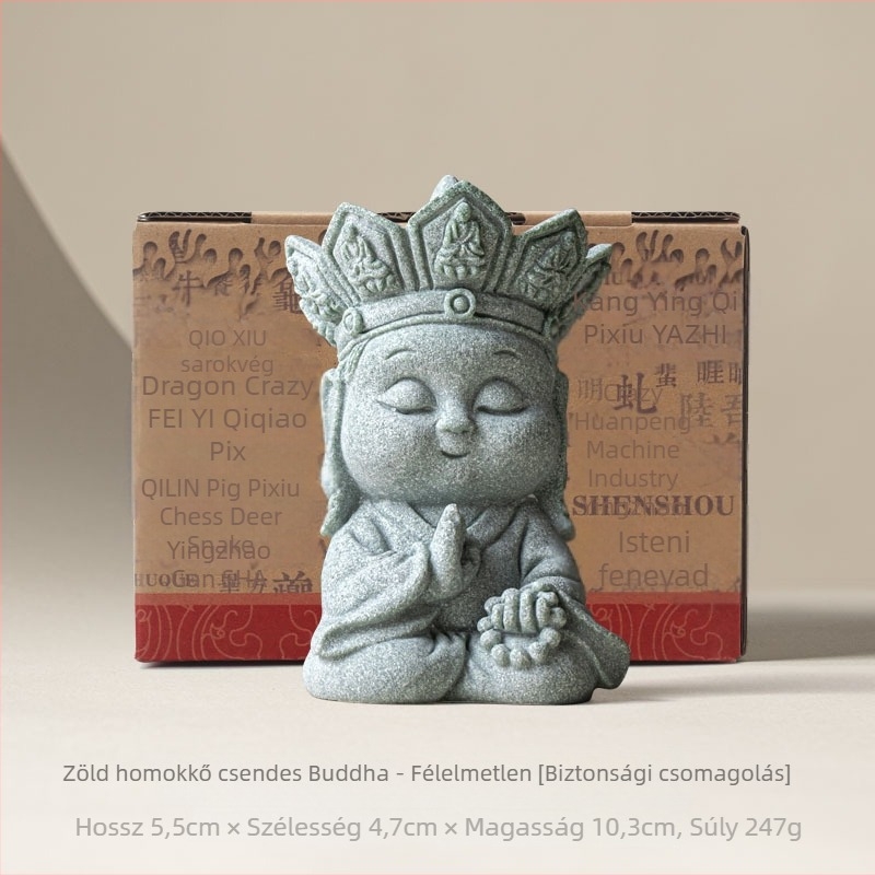 Kínai stílusú zöld homokő tea-pet, csendes Buddha és magas minőségű Zen asztali dísz a nappaliba