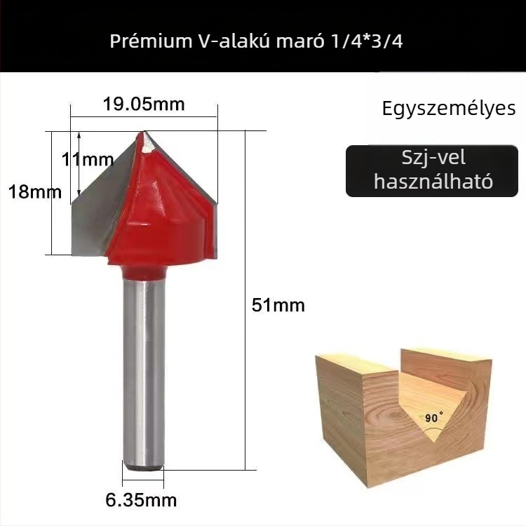 Xu Shen oldalsó maró - szénacél, bevonattal, 90°-os V-formájú, kerek aljú marófej