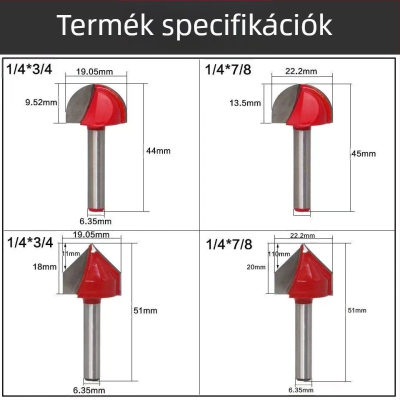 Xu Shen oldalsó maró - szénacél, bevonattal, 90°-os V-formájú, kerek aljú marófej