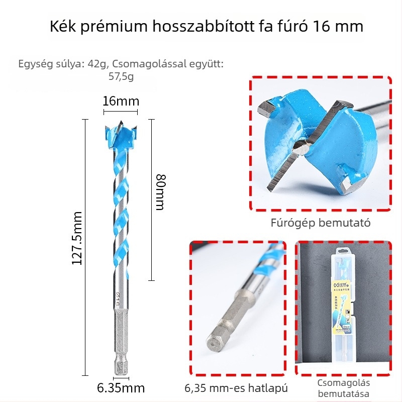 Han Ax Hatszögletű, menetes körös ajtózár lyukbővítő fúrófej — faipari felhasználású