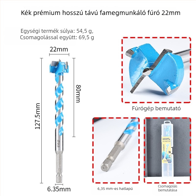Han Ax Hatszögletű, menetes körös ajtózár lyukbővítő fúrófej — faipari felhasználású