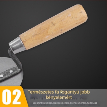 Vakolókanál fa fogantyúval, barack alakú fej — Strong Work modell Gray Spoon, eredet Kína, alkalmas téglázásra és kézműves munkákhoz
