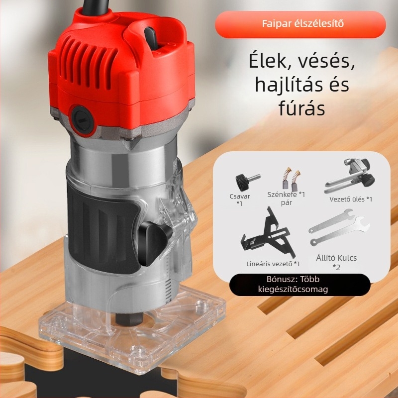 Elektromos faipari maró – dugaszolható 220V, egyfázisú AC 50–250V-ig, fúrásra és él megmunkálására, hornyázásra és gravírozásra