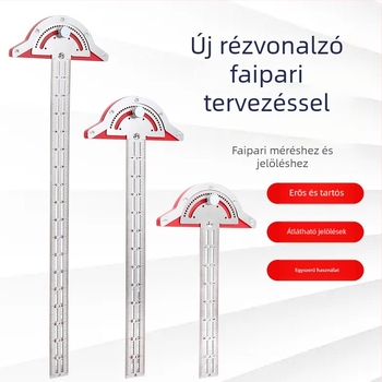 Faipari él- és szögmérő vonalzó ív- és félkörméréshez
