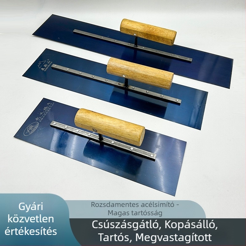 Hosszú glettelő kés, 300–500 mm hosszú, 0,5 mm vastagságú, alkalmas falak glettelésére és vakolásra