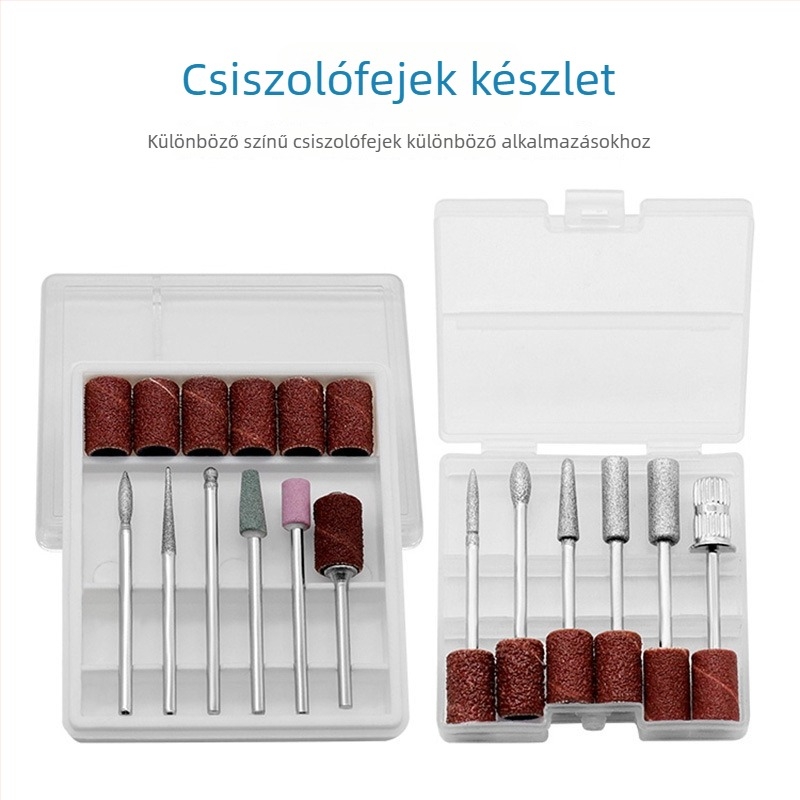 Manikűr polírozófej szett csiszológyűrűkkel, elektromos manikűr grinderhez, Record Work márka, modell Other, más alkalmazásokhoz