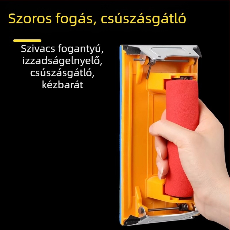 Falra szerelt csiszolópapír tartó szivacsos nyéllel – kézi csiszolás és befejezés
