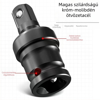 360°-os univerzális csuklós elektromos kulcs – forgó hüvely, króm-vanádium ötvözetű acél, korrózióálló felület