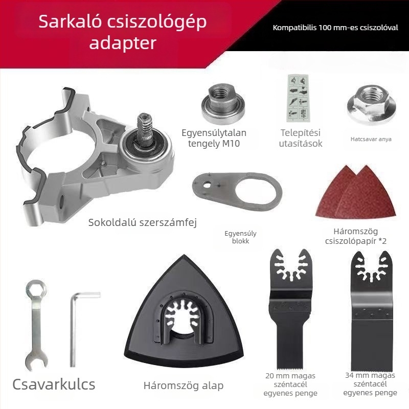 Sarokcsiszoló — univerzális famegmunkáló eszköz, többfunkciós elektromos maró átalakító fej és elektromos dalt kés
