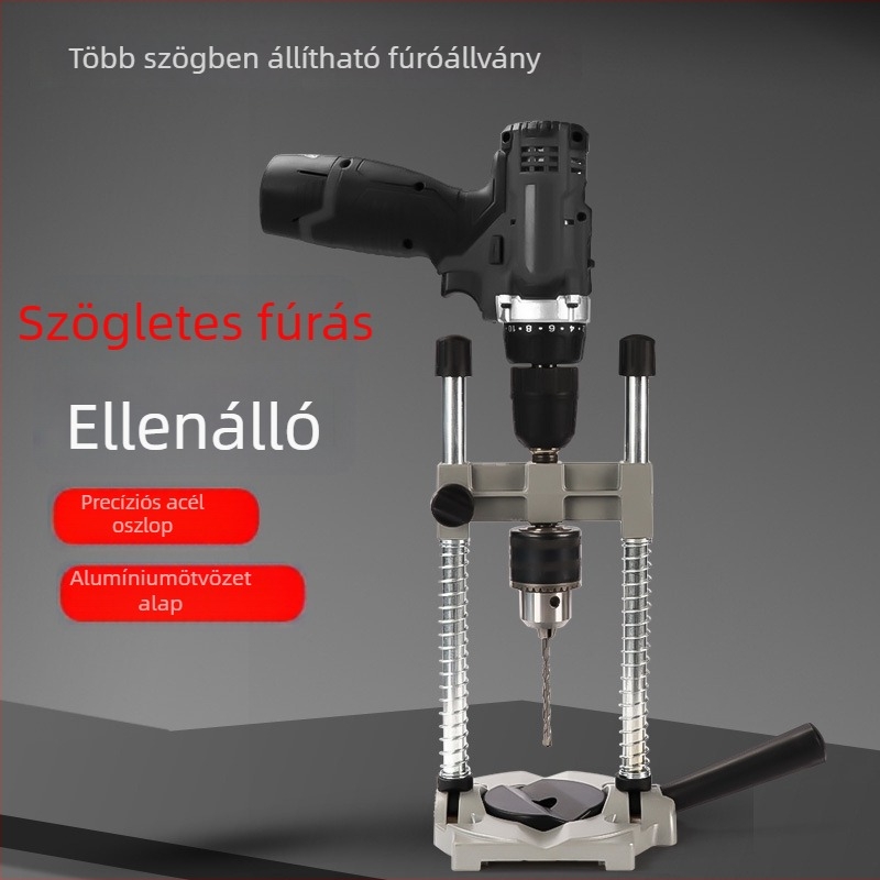 Alumínium ötvözetből készült fúróállvány kézi elektromos fúróhoz — universalis, többfunkciós forgó asztal a faipari munkákhoz és a precíz fúráshoz