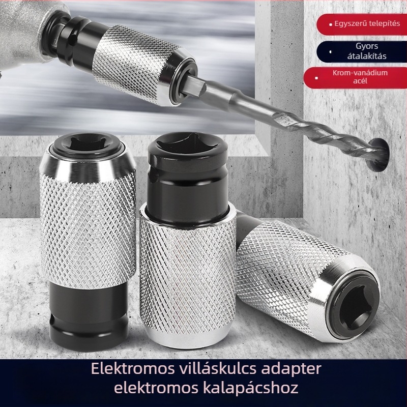 Ütvefúró bit adapter négyszögletes nyakkal, négycsatornás interfész, magas széntartalmú acél, rugós tok