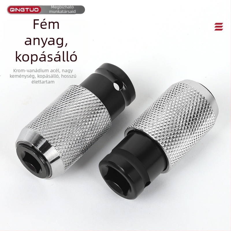 Ütvefúró bit adapter négyszögletes nyakkal, négycsatornás interfész, magas széntartalmú acél, rugós tok