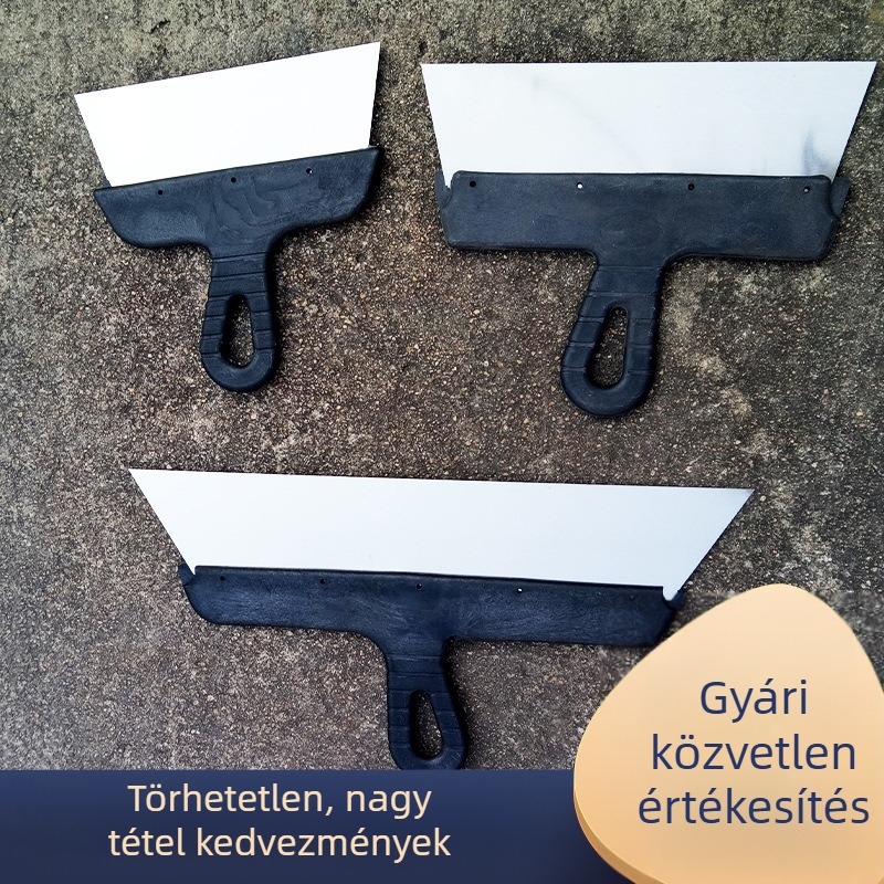 Műanyag fogantyújú spatula vakoláshoz és cementhez, szénacél penge, kőműves eszköz