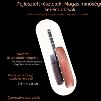Hongtaiya kerek fejű, kétoldalas glettelő acélból (3Cr13/420), 0,8 mm vastagság – vakoláshoz, falazáshoz és betonpadló finiseléséhez