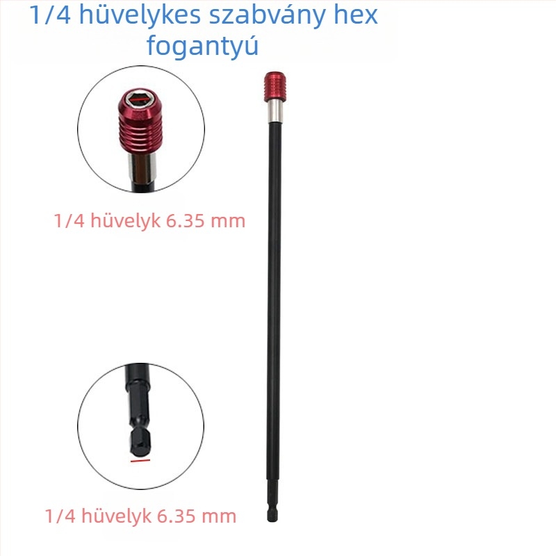 Hatszögletű hosszabbító rúd gyorskioldóval és önzáró adapterrel, ötvözetből, 1/4 hüvelykes hatszögű csatlakozóval elektromos fúróhoz