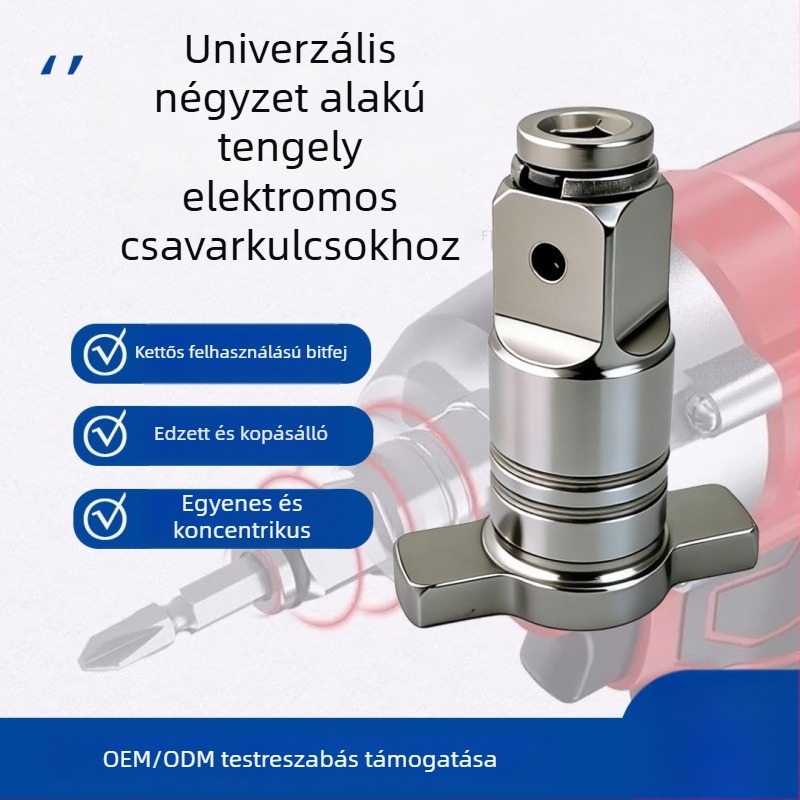 Elektromos kulcs, kettős funkciójú négyzetes tengellyel, többfunkciós bit adapter mágneses tartozékokkal, teljes konverziós fej készlet