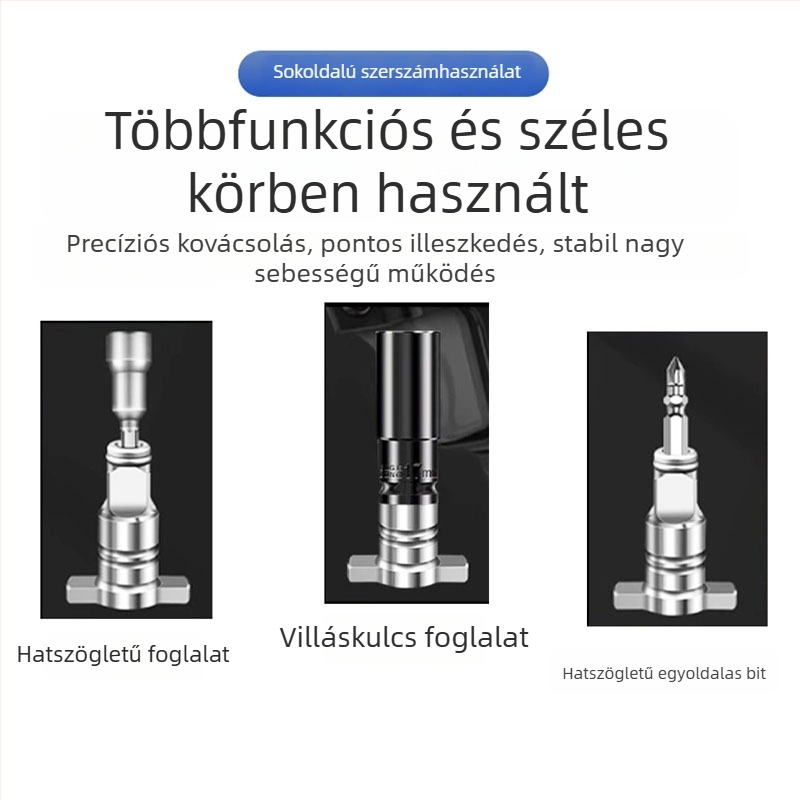 Elektromos kulcs, kettős funkciójú négyzetes tengellyel, többfunkciós bit adapter mágneses tartozékokkal, teljes konverziós fej készlet