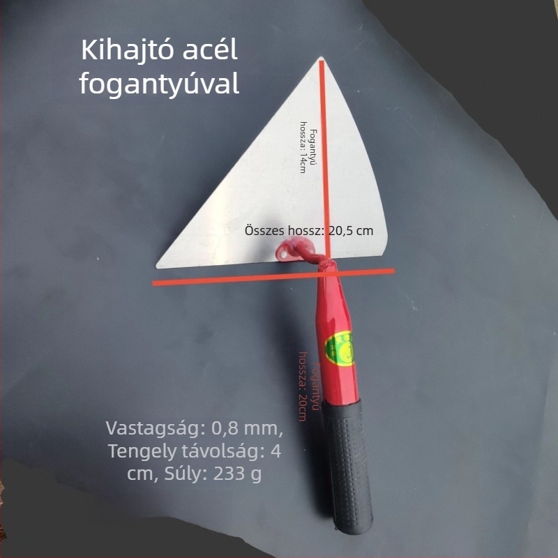 Zidárszati lapát vasnyélen és hegyes éllel, 65Mn alaplemez cementes vakoláshoz