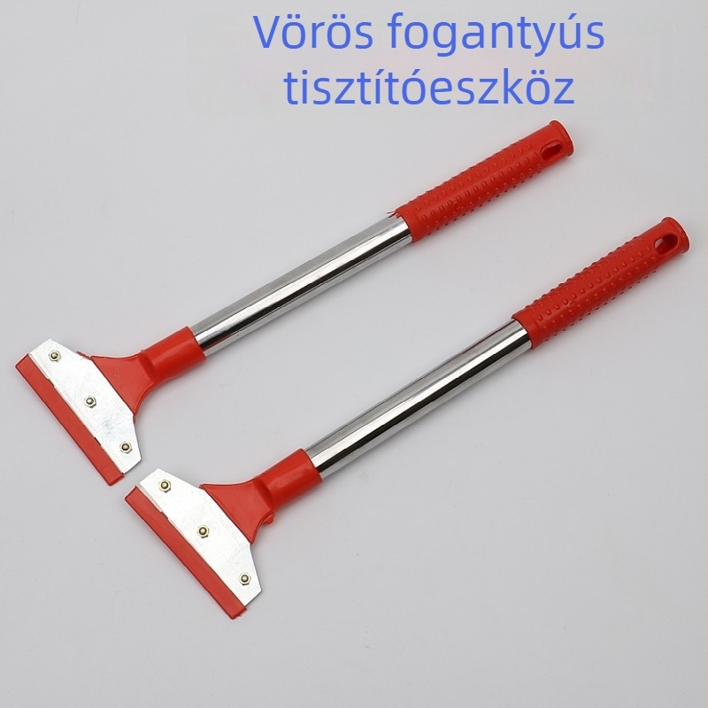 Üvegtisztító kés hosszú nyéllel, karbonacél penge, rozsdamentes acél és műanyag fogantyúval