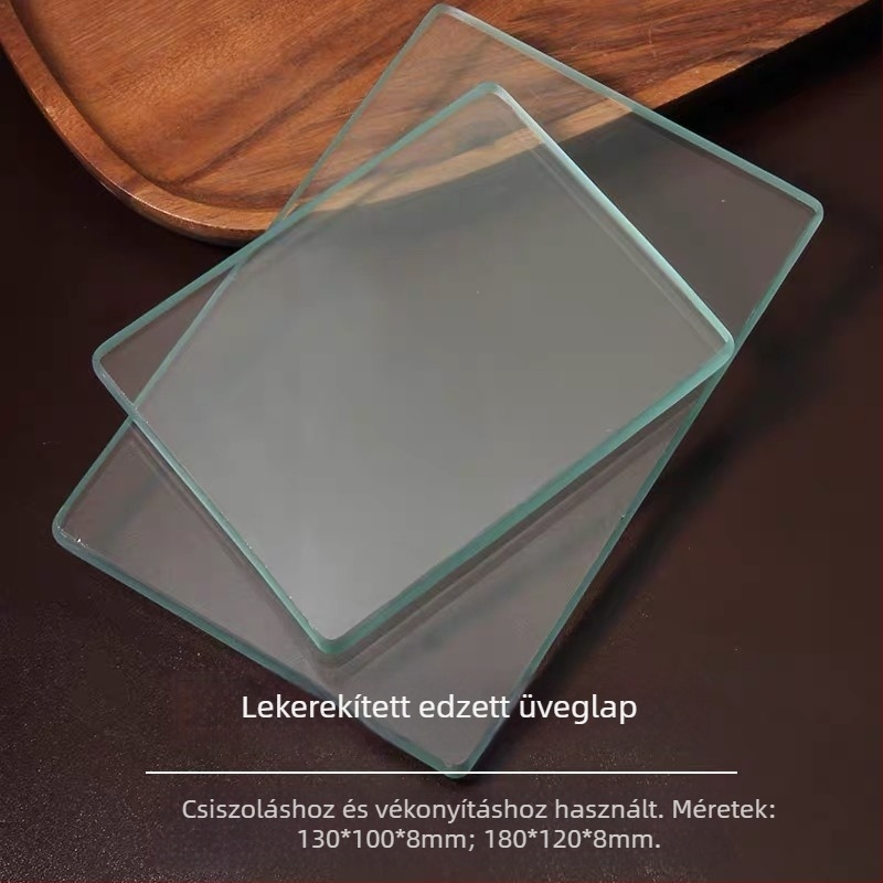 Edzett üveg élének polírozására szolgáló hátoldali lemez – erős hátlap, durva hátoldal, DIY használat, tömeg 255–430 g