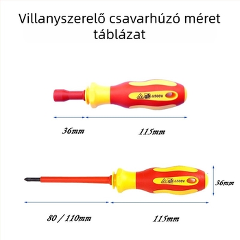 Otthoni használatra szánt izolált mágneses csavarhúzó készlet, nagy szilárdságú virág alakú és U‑formájú fejű csavarhúzók Cr-V acélból