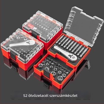 102 darabos bitkészlet elektromos csavarhúzóhoz, S2 szerszámacél bitek, nem mágneses, nem szigetelt