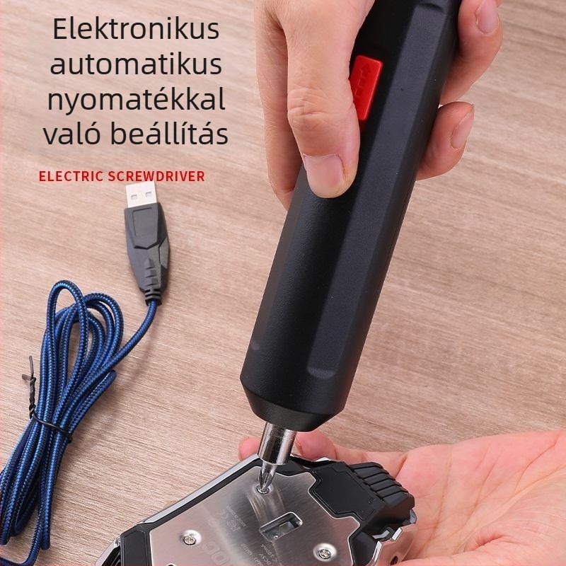 Elektromos csavarhúzó és mini fúró, újratölthető lítium akkumulátorral, egyenes kialakítás, kézben tartható, sebességszabályozás nélküli, előre-hátra forgás, otthoni használatra