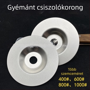 Gyémánt csiszolókerék, tál alakú, 400/1000 szemcse, szögcsiszolóhoz, elektroplattált bevonattal