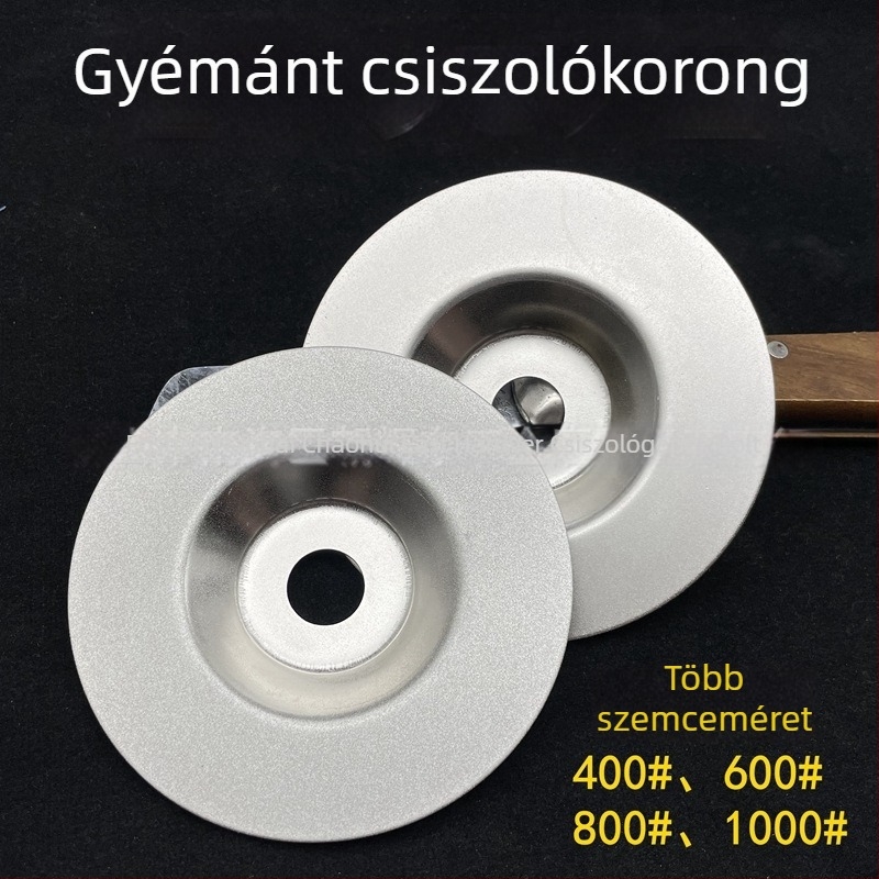 Gyémánt csiszolókerék, tál alakú, 400/1000 szemcse, szögcsiszolóhoz, elektroplattált bevonattal