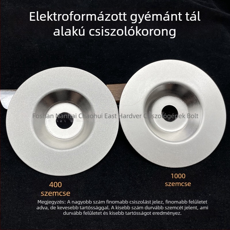 Gyémánt csiszolókerék, tál alakú, 400/1000 szemcse, szögcsiszolóhoz, elektroplattált bevonattal