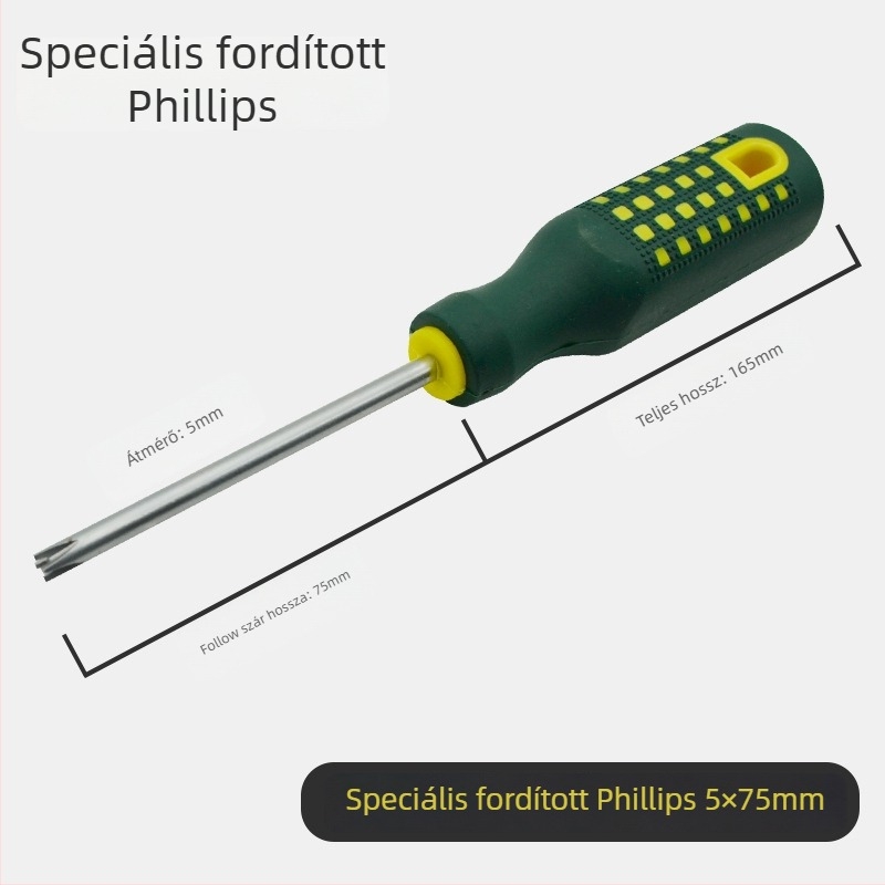 Yu shun csavarhúzó készlet Phillips, flat, háromszög, U- alakú és virágfejű tipussal; szénacél, 0,1 kg; 360 darab