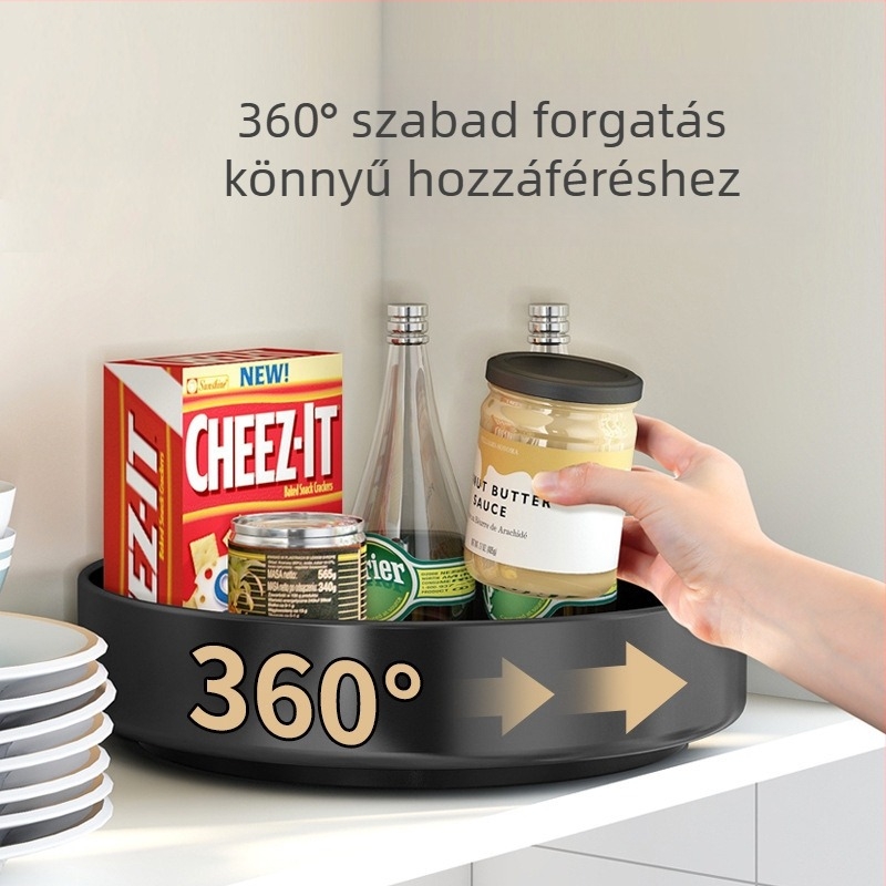 360°-os forgó rozsdamentes acél fűszertartó a konyhai hűtőhöz – sokoldalú, mozgatható, szerelés nélkül