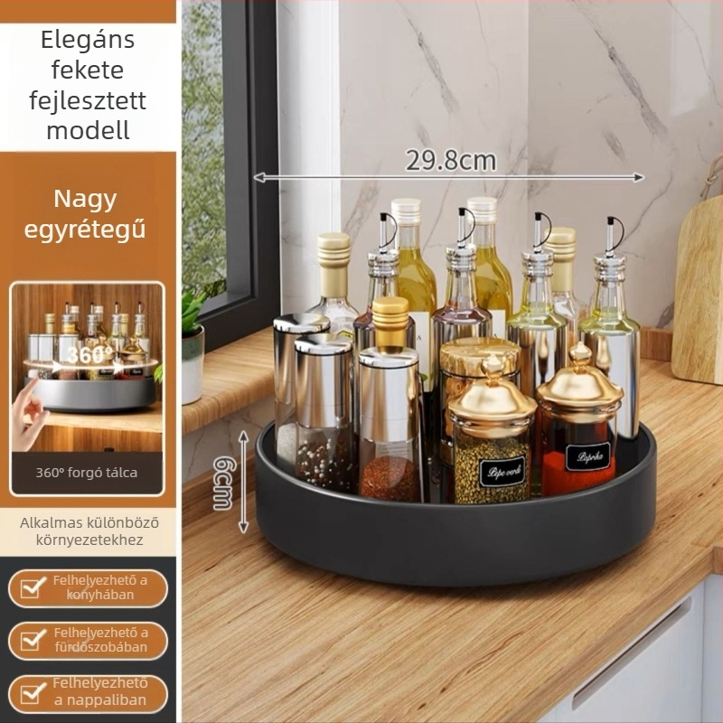 360°-os forgó rozsdamentes acél fűszertartó a konyhai hűtőhöz – sokoldalú, mozgatható, szerelés nélkül