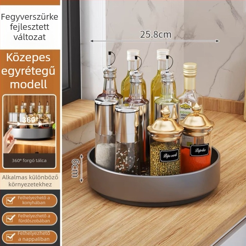 360°-os forgó rozsdamentes acél fűszertartó a konyhai hűtőhöz – sokoldalú, mozgatható, szerelés nélkül