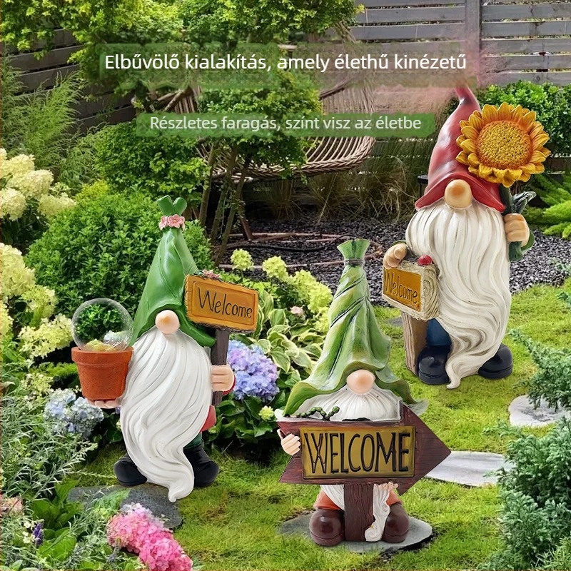 Kerti resin világító figura – May Hong márka, Resin Crafts dekoratív darab, anyag: gyanta, csomagolás: általános