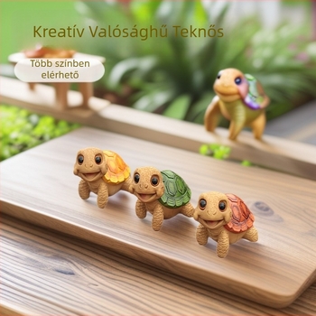 Gyanta teknős bonsai kerti dekoráció, pasztorális stílusú mini táj, karton csomagolás